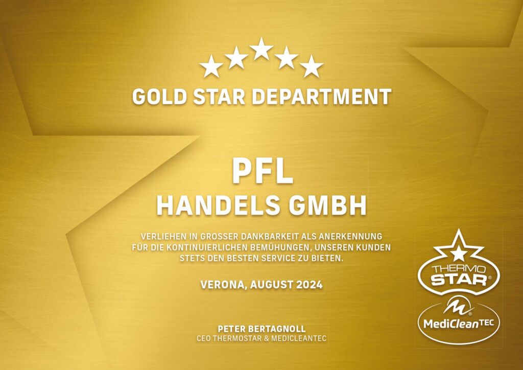 Zertifikat Gold Star Department für PFL Handels Gmbh